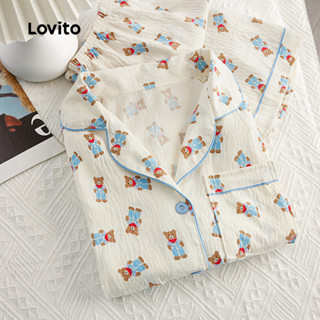 (NEW) Lovito Conjuntos Casuais de Pijama Primavera/verão Conjuntos de Pijama Multicoloridos para mulher LNE1132X045 em Oferta na Shopee