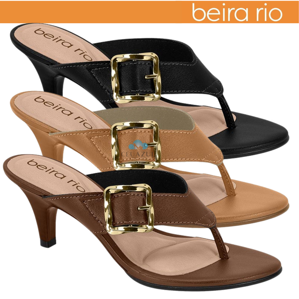 Tamanco Feminino Beira Rio Salto Médio Fino Fivela Dourada Fashion Moda em Oferta na Shopee
