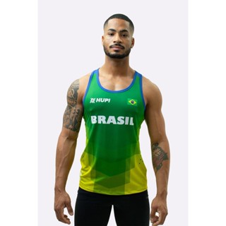Regata HUPI Masculina Brasil Soul Verde/Amarela – Esportiva e Confortável em Oferta na Shopee