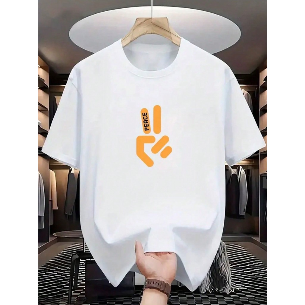 Camiseta Masculina de Manga Curta com Estampa Gráfica Camisa Gola Redonda Casual Versátil e Confortável Camiseta 100% 