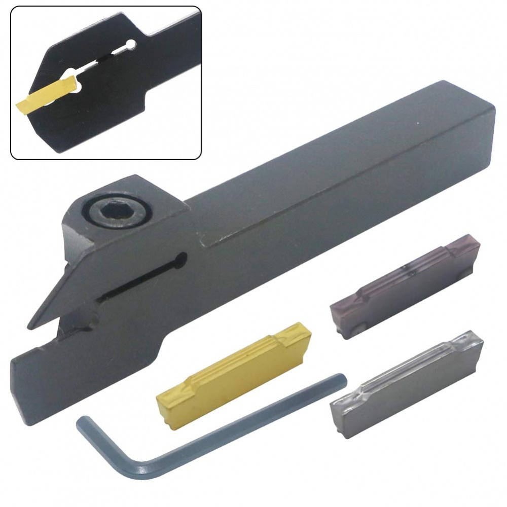 3x Inserto de Carboneto MGMN200 + 1x MGEHR1212-2 (Direito) Suporte de Ferramenta de Ranhura para Torno CNC FPX8