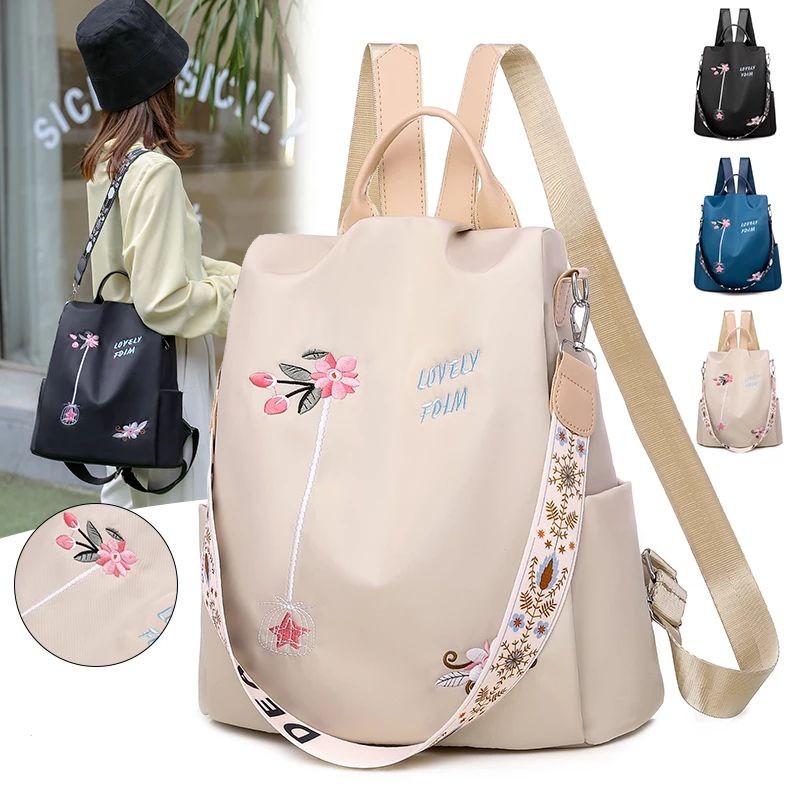 Mochila Feminina Antifurto Impermeável Nylon 2 em 1 Transversal Grande Capacidade Trabalho Faculdade em Oferta na Shopee