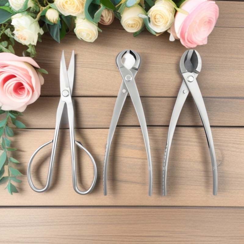 Conjunto Profissional De Ferramentas Para Bonsai De 8 Polegadas (3 Peças)-Tesouras Botões De Aço Inoxidável 420 , Cortad em Oferta na Shopee