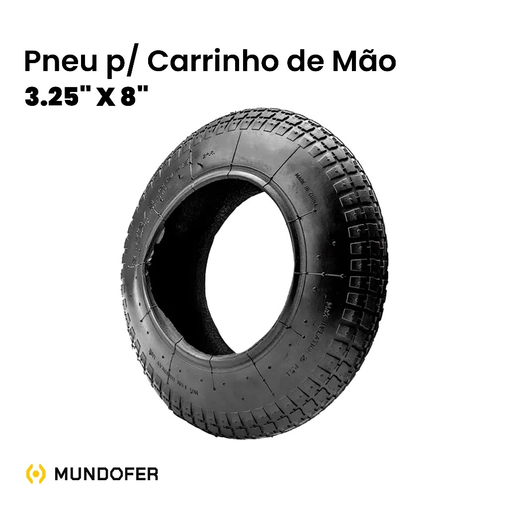 Pneu 2 Lonas 3,25x8 Para Carrinho de Mão Aro 8 Carriola Tubo de Nylon Alta Qualidade Construção Resistente Jardinagem em Oferta na Shopee