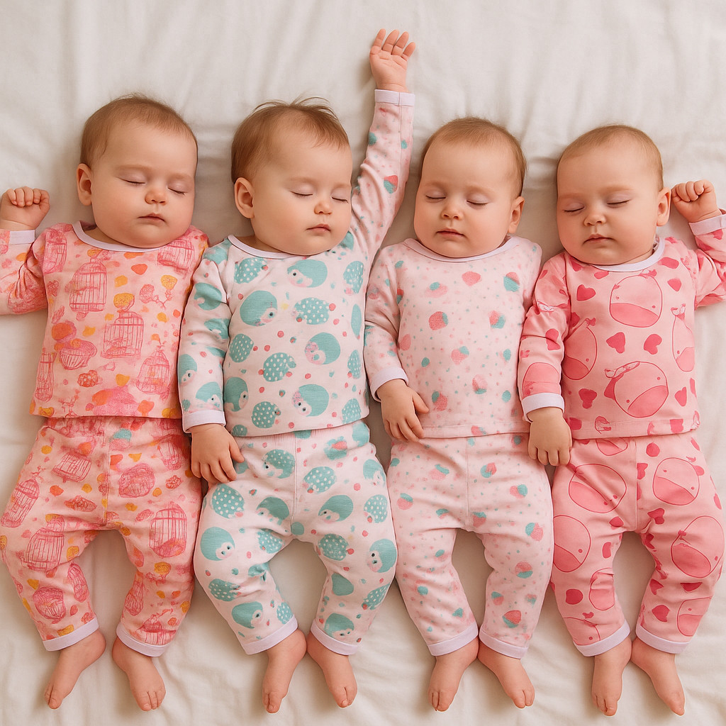 Kit 8 Peças 4 Conjunto Pijama Bebê Menina Menino Manga Longa 0 a 4 meses Confortável