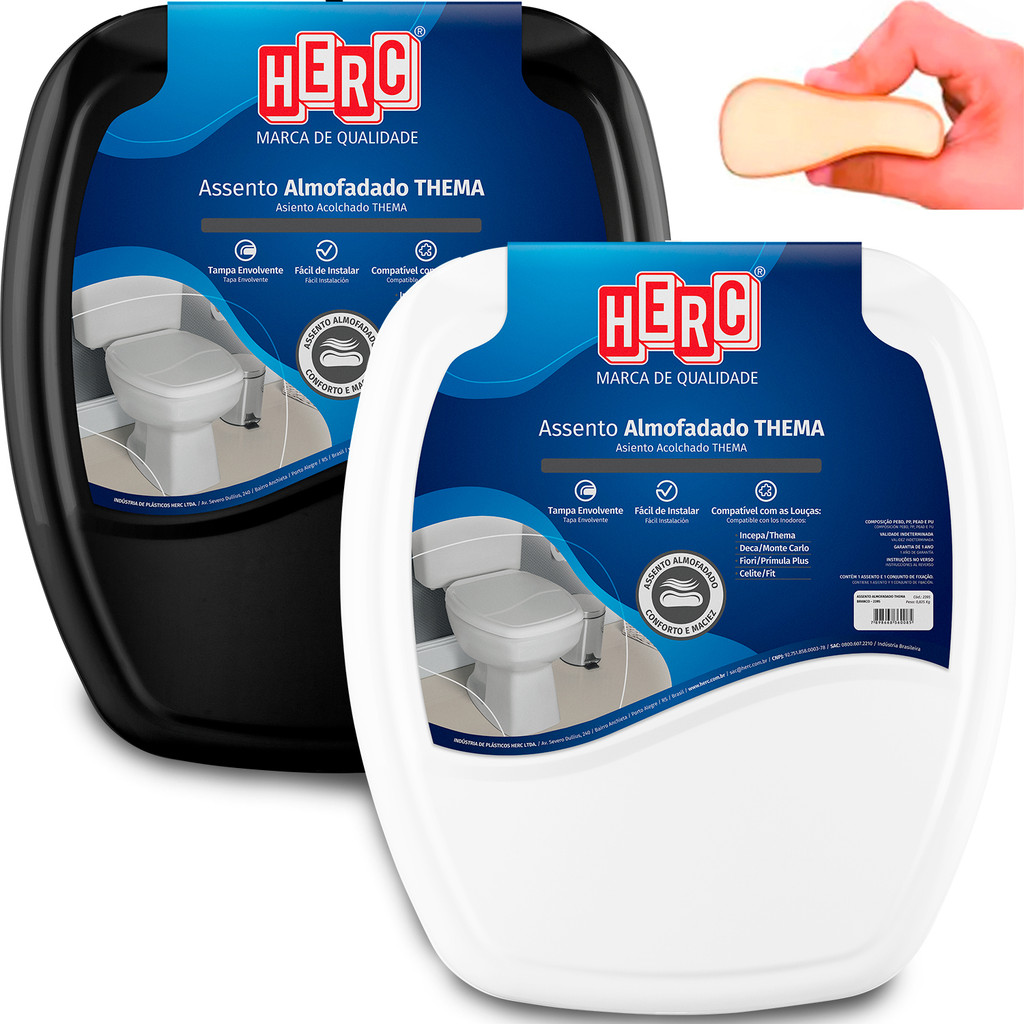 Assento Tampa Vaso Sanitário Almofadado Quadrado Thema Herc