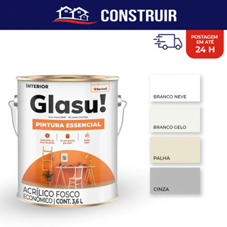 Tinta Acrílica Suvinil Glasu 3,6L Galão Pintura Essencial Interna Anti Mofo Cinza Branco Gelo Palha em Oferta na Shopee