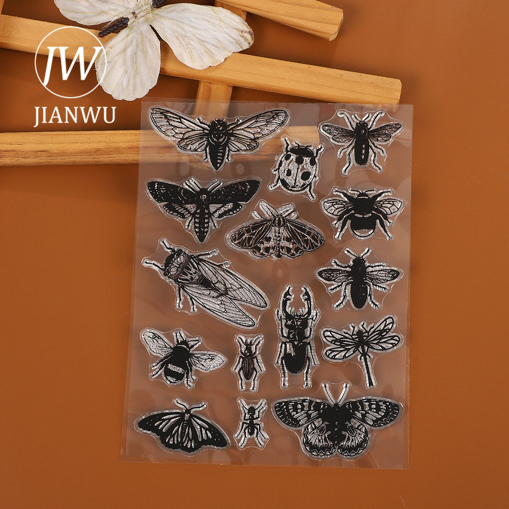 JIANWU Vintage Borboleta Inseto Paisagem Material Colagem Transparente Selo De Silicone Criativo DIY Diário Papelaria