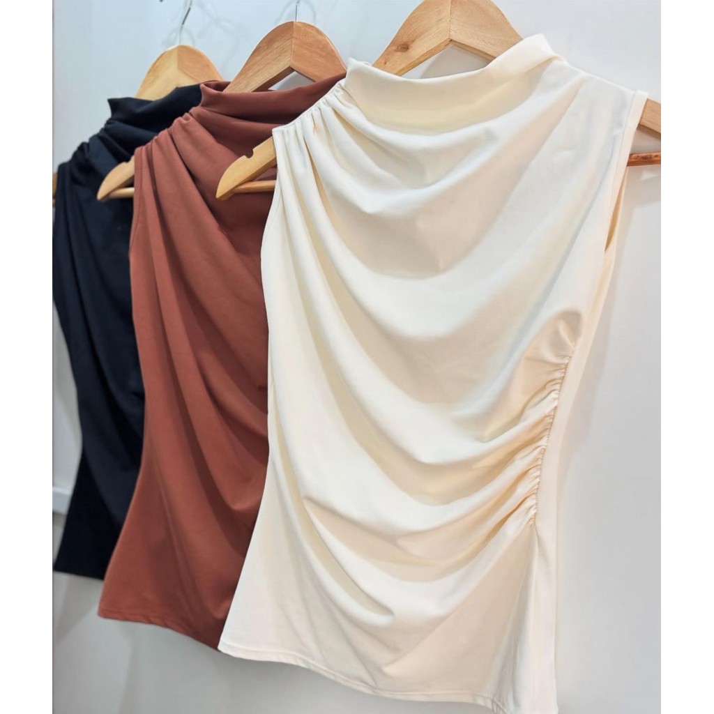 Blusa Regata Poliamida Plissada Blusa Regata Poliamida Plissada