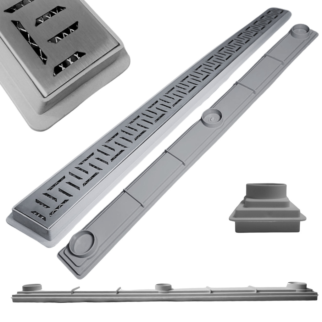 Ralo Baixo para Apartamento e Laje 70cm Inox Oriente Cocho Raso Cinza com Tela