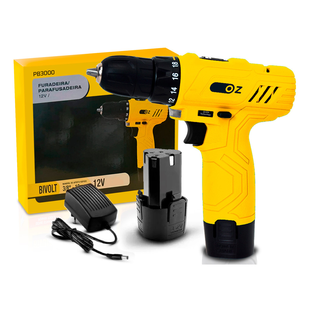 Parafusadeira Furadeira 3/8 12v A Bateria Bivolt