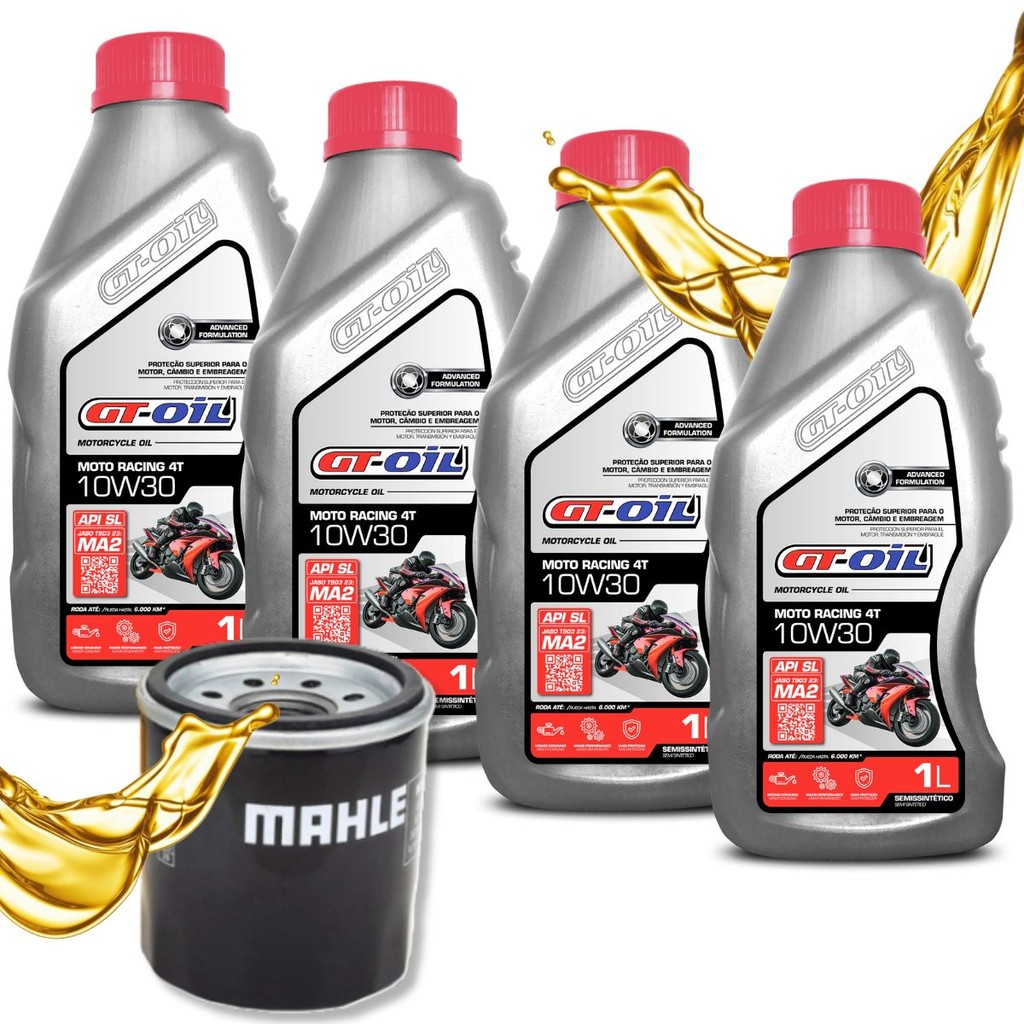 Troca de Óleo Nc 750x / Nc 700x Gt Oil 10w30 4 Litros + Filtro em Oferta na Shopee