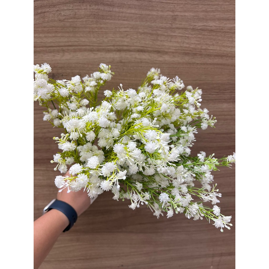 Ramo Artificial de Mosquitinho 33cm com 5 Galhos – Branco (Haste Aleatória)/C0040 em Oferta na Shopee