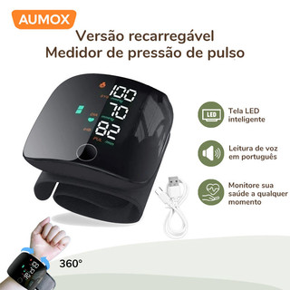 Aparelho de Pressão Digital de Pulso Profissional com Tela LED Inteligente Alta Precisão e Voz