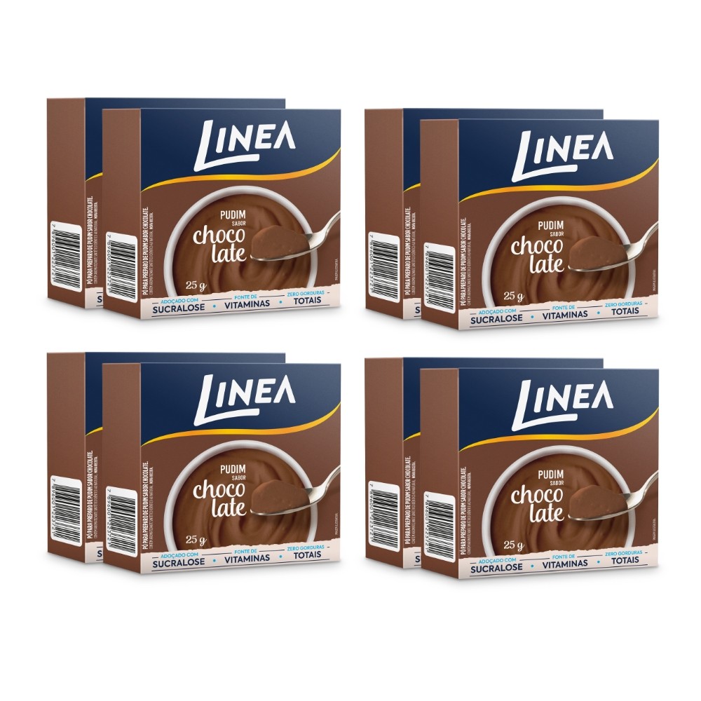 Kit 8 Pudins em Pó Linea Sabor Chocolate de 30g em Oferta na Shopee