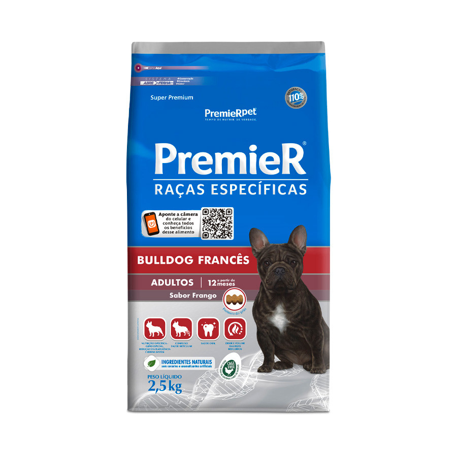 Ração Premier  Bulldog Francês Cães Adultos Frango  2,5kg