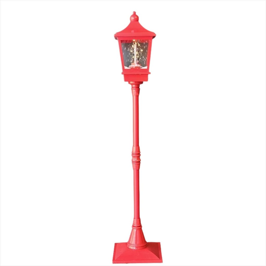 Poste de Natal Vermelho Musical Trenzinho Neve Luz 1.85M