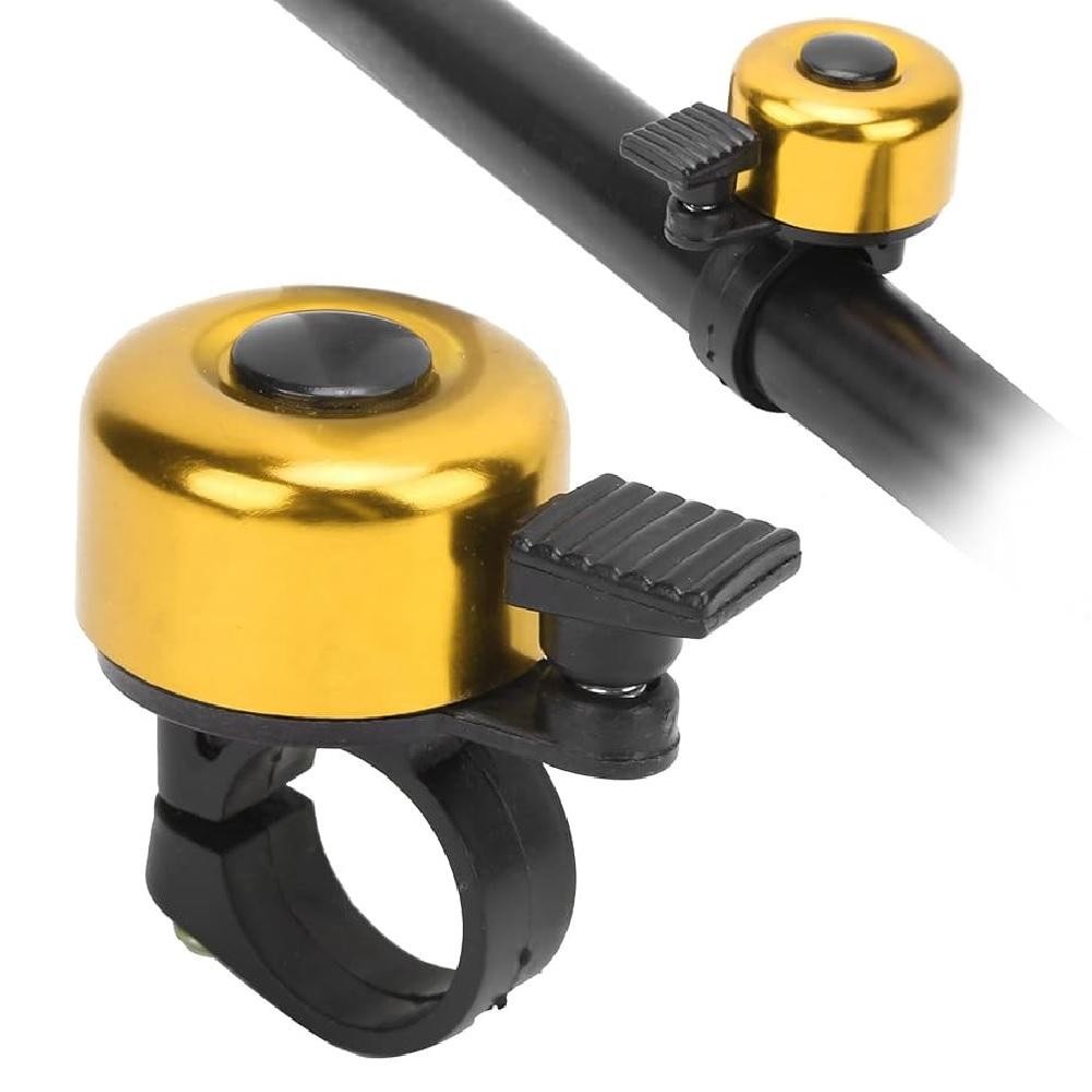 Campainha Bicicleta Vintage Aço Cromado Adulto Infantil Toque Trim Trim Tradicional Sino Retrô Dourado