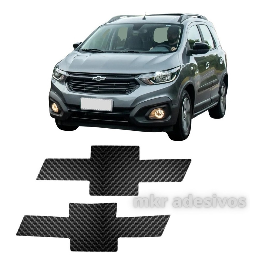 Par Adesivo Emblema Gravata  Gm Spin 2020 2021 2022 2023 - Black - Fibra - Preto Fosco em Oferta na Shopee