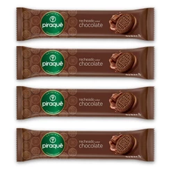 Kit 4un Pacote Biscoito 76G Piraquê Recheio Chocolate