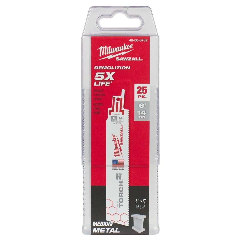 LAMINA SERRA SABRE 6" 14D - METAL TORCH 25PCS 48-00-8782 MILWAUKEE