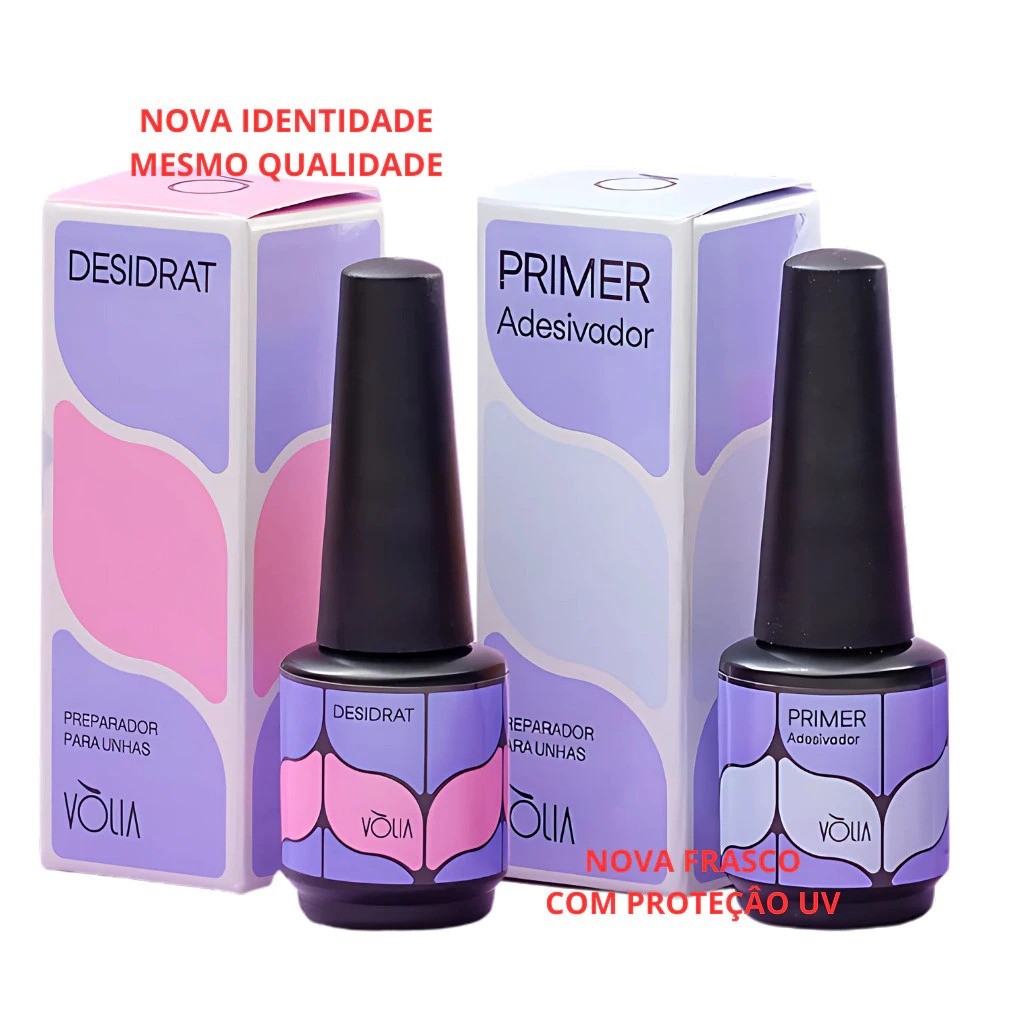 KIT 2x ITENS DE PREPARADORES VÒLIA  DESIDRAT, PRIMER SEM ÁCIDO  PARA UNHA EM GEL
