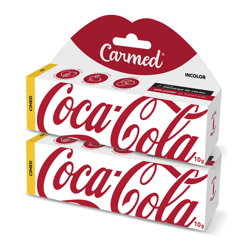 Kit 2 Und Hidratante Labial Carmed Coca-Cola Incolor 10g em Oferta na Shopee