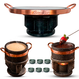 Fondue 23cm + 2 Fondues 500ml + 6 Cumbucas para molhos pedra sabão Bras Art em Oferta na Shopee