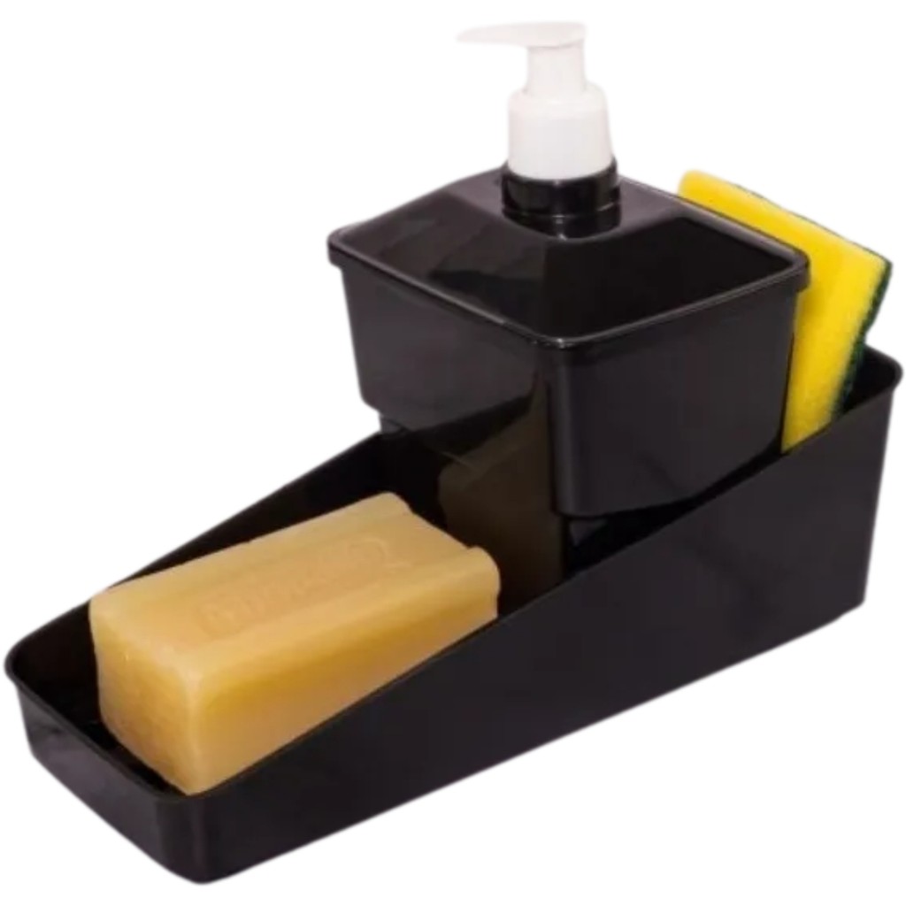 Porta Detergente De Plástico Para Detergente Esponja 600ml Preto Plasutil em Oferta na Shopee