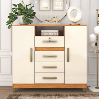 Cômoda Angra 2 Portas 4 Gavetas 99x109x40 Cm Cinamomo/Off White em Oferta na Shopee