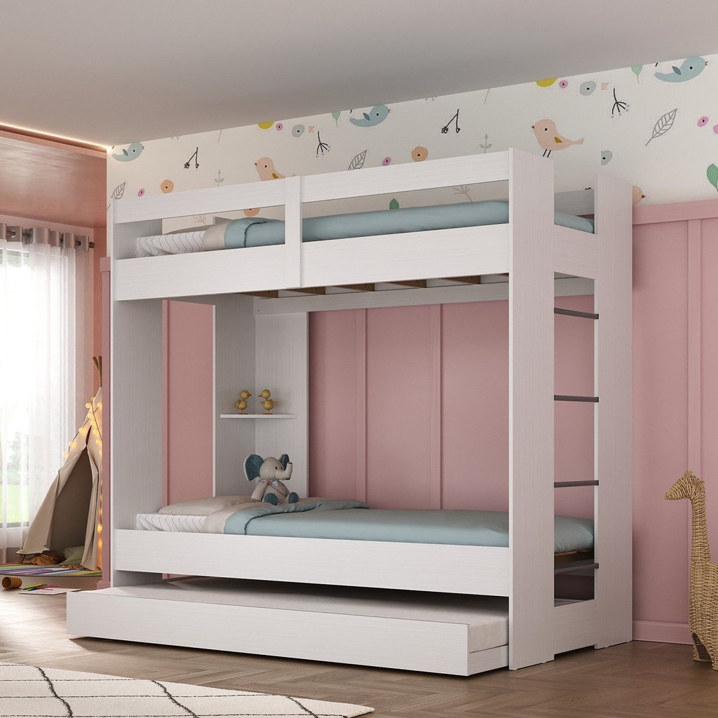 Treliche Juvenil Nassau 1 Prateleira Espresso Móveis Branco/Nogal em Oferta na Shopee