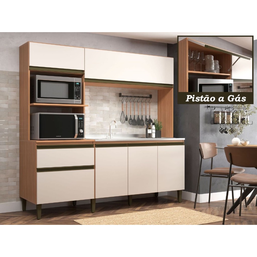 Cozinha Compacta Vitória 6 Portas 1 Gaveta 2 Nichos para Forno em Oferta na Shopee