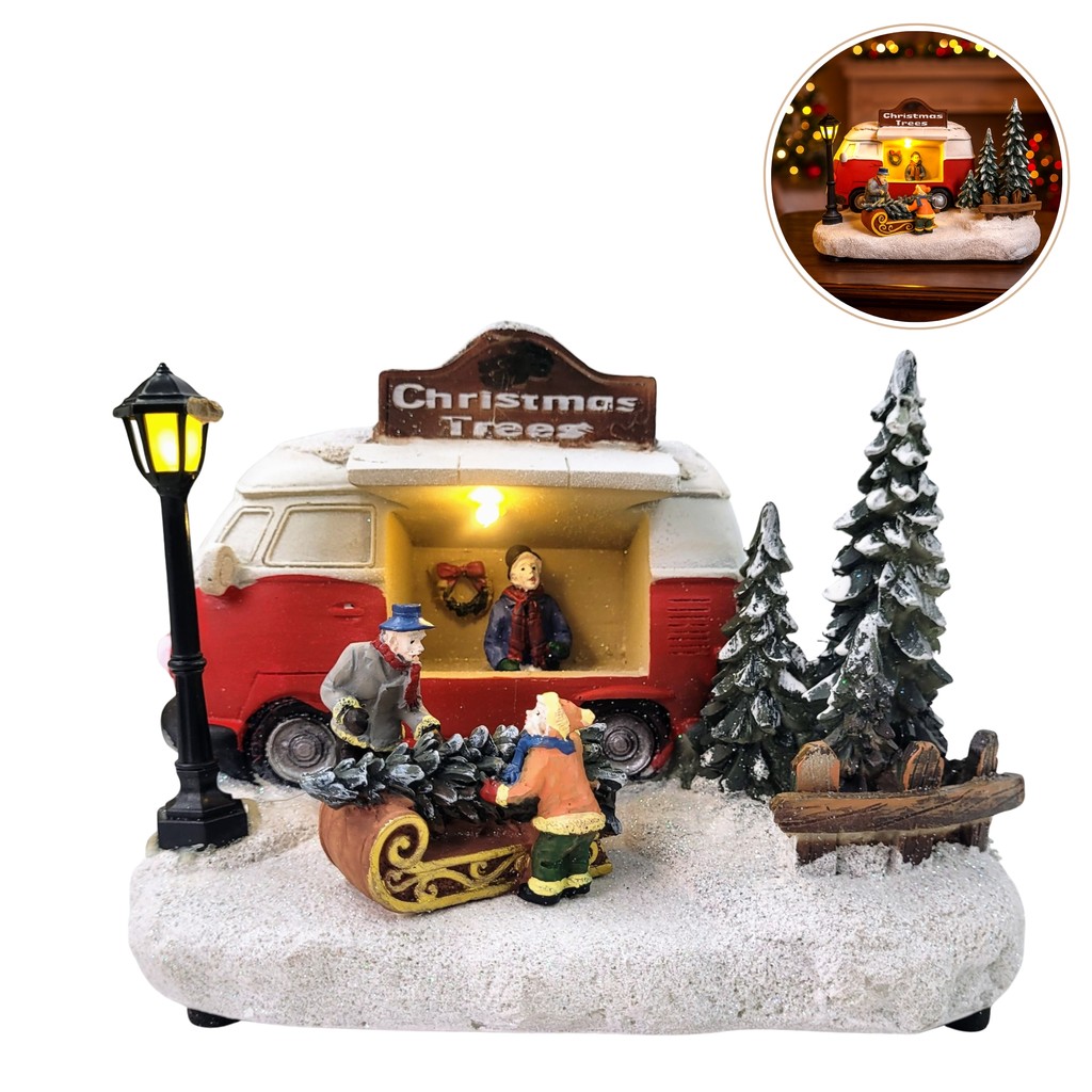 Vila Natalina Luz Som Cenário Natal Kombi Vendas