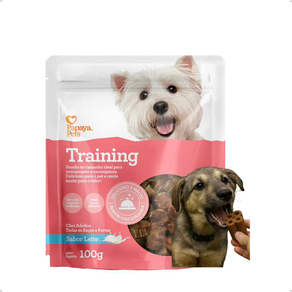 Petisco Natural Snack Para Cachorro Adulto Mordedor Duro Treinamento Sabor Leite Papaya Pets 100g