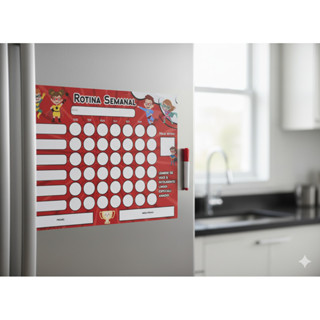 Quadro De Rotina Infantil Geladeira Incentivo Atividade Semanal para crianças meninos e meninas regras e deveres em Oferta na Shopee