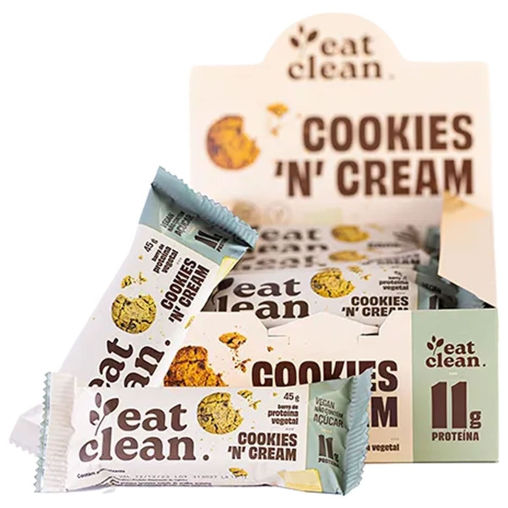 Barrinha de Proteina - 12 Barras 45g Cookies & Cream - Eat Clean