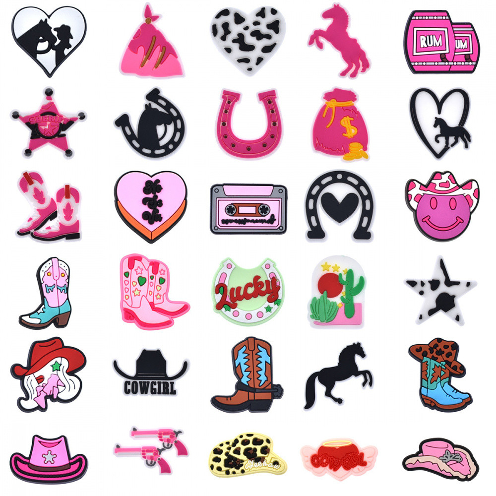 Encantos de Sapatos 33 Estilos de Decorações da Série de Cowboy Ocidental Acessórios de PVC com Botão e Pingentes de San em Oferta na Shopee