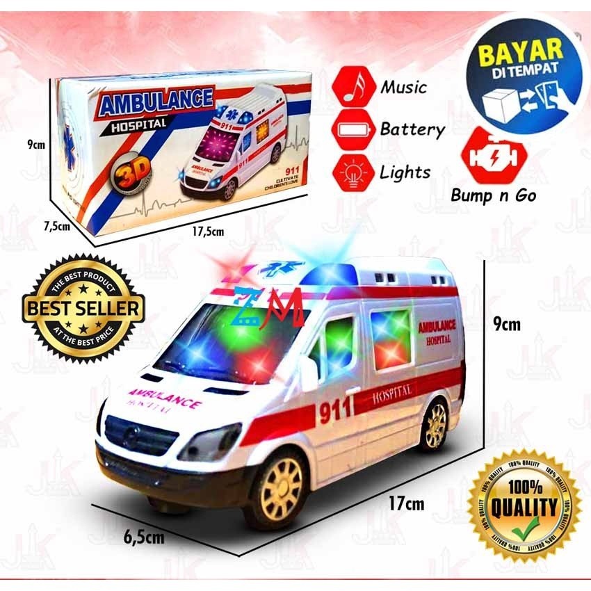 TB Brinquedos GO 3D Ambulância Brinquedo Infantil/Brinquedo Ambulância Hospitalar Ambulância Branca