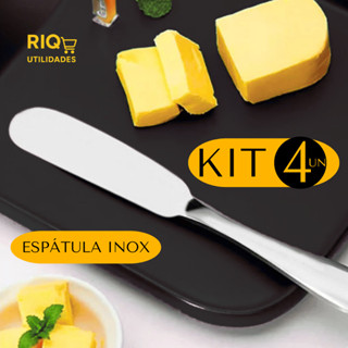 Kit 4 Espátulas De Manteiga Inox Utensílio Cozinha Patê Geleia Requeijão Pão Torrada Café Diário em Oferta na Shopee
