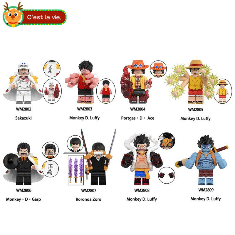 Crianças brinquedos blocos de construção educacionais presentes de aniversário Luffy decoração Garp