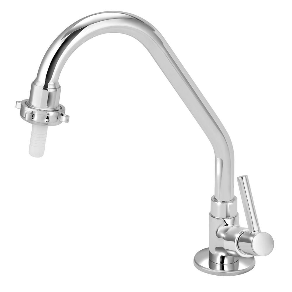 Torneira Bica Móvel Mesa Tanque Metal Com Bico Área Externa Jardim Lavanderia Link Cromada 1/4 Volta — imagem 2 de 2
