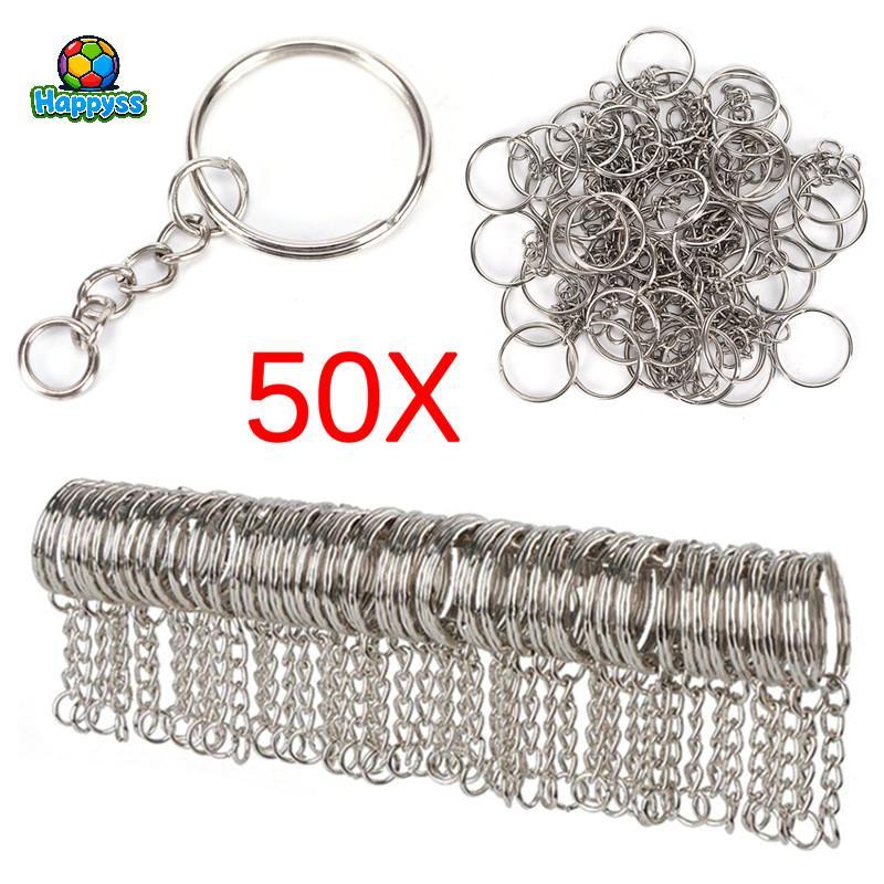 happyss 50 Peças 25mm Chaveiro De Prata Polida Anel Dividido Corrente Curta Faça Você Mesmo br
