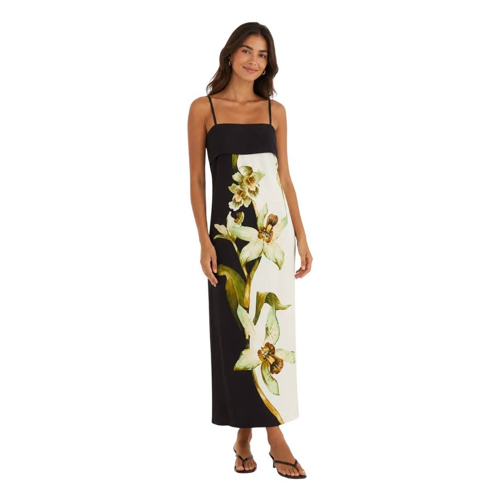 Vestido Longo Farm Rio Pala Floral Orquídea