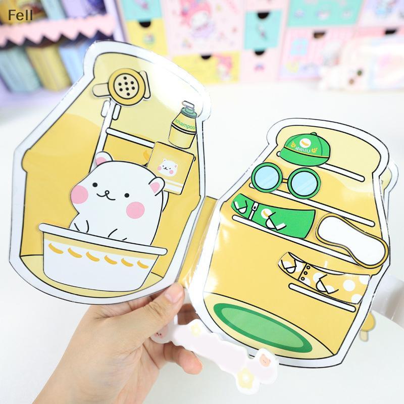 [Fel] Hamster Banana Leite Livro Silencioso Reutilizável Stier Livros DIY Brinquedo Educativo Artesanal Para Criança Bri