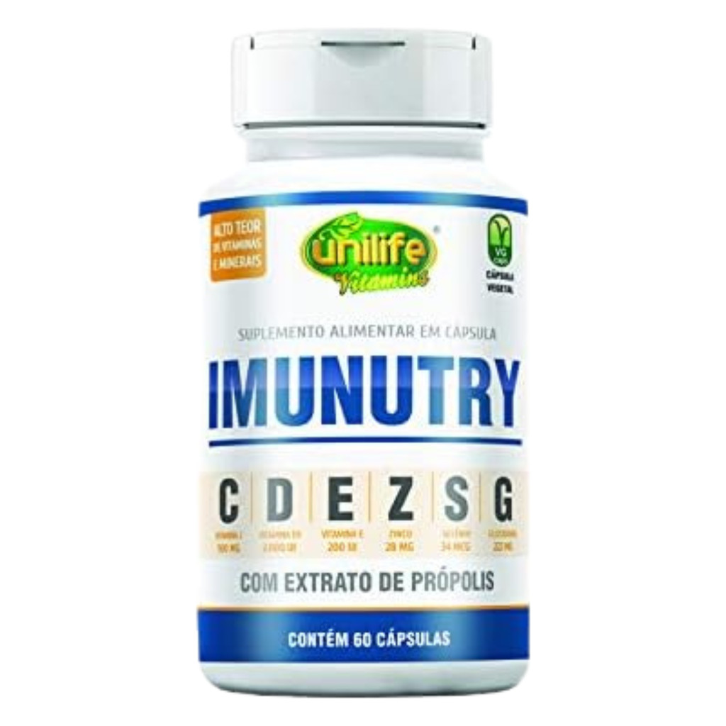 Imunutry Zinco, Selênio, Glutamina, Própolis e Vitaminas C, D e E Unilife 60 cápsulas