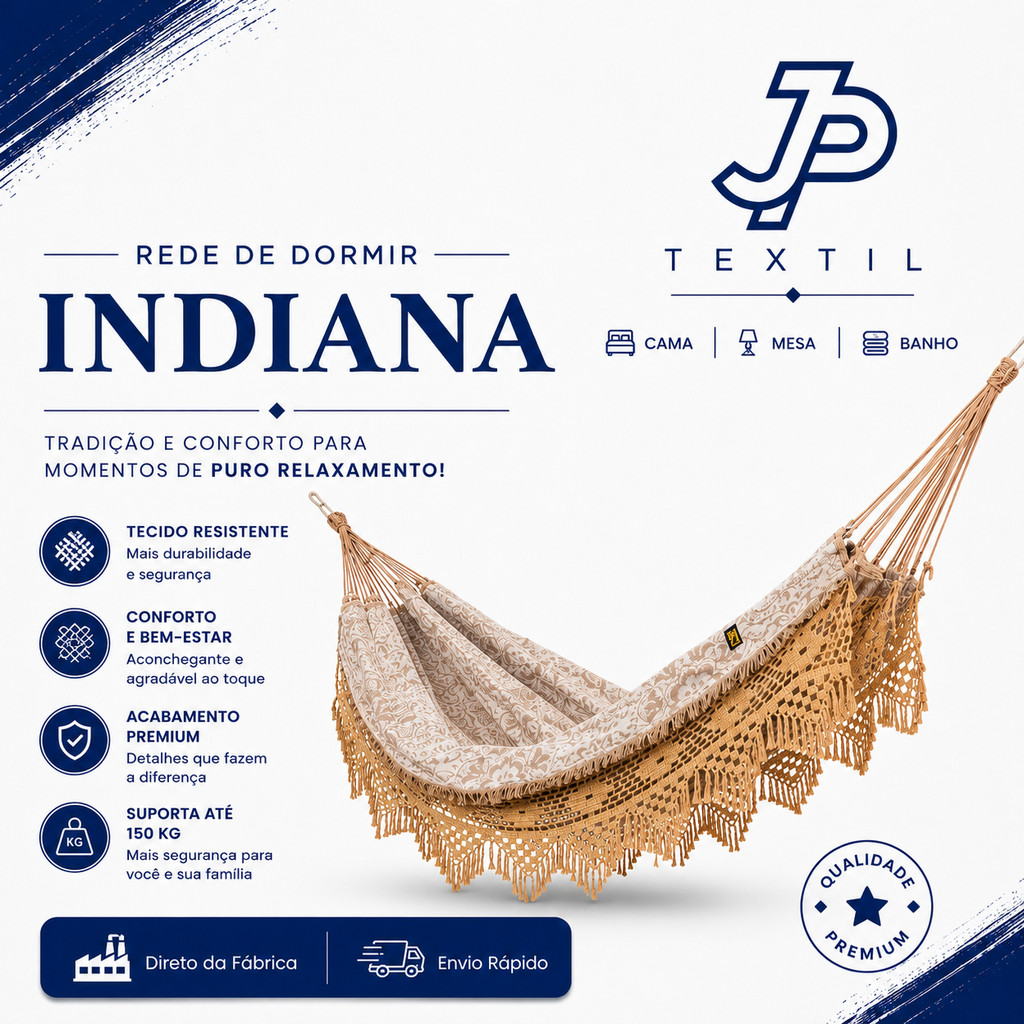 Rede de Dormir Casal Indiana Gigante 4,20x1,60 | Artesanal Reforçada | Suporta Até 300kg