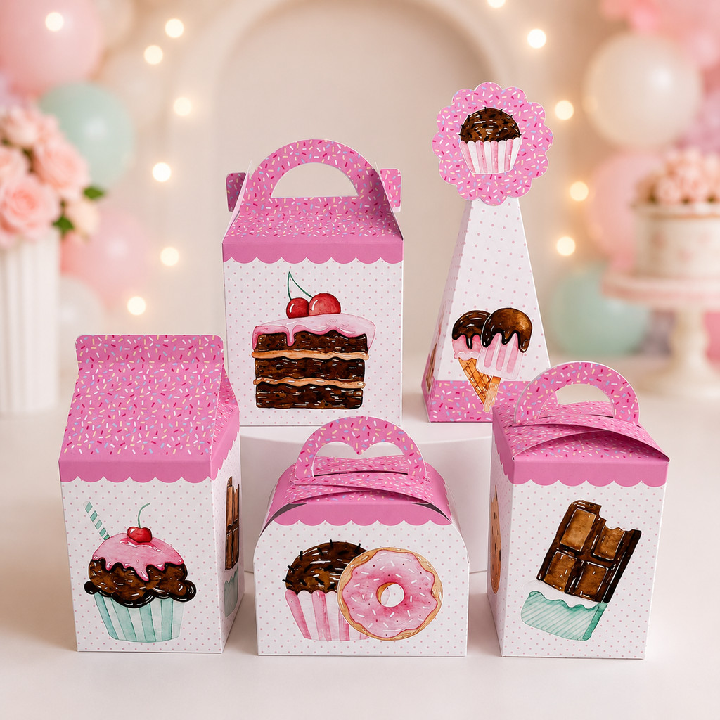 Caixinhas Confeitaria Doceria Pegue e Monte Lembrancinhas para Festa Infantil Aniversário