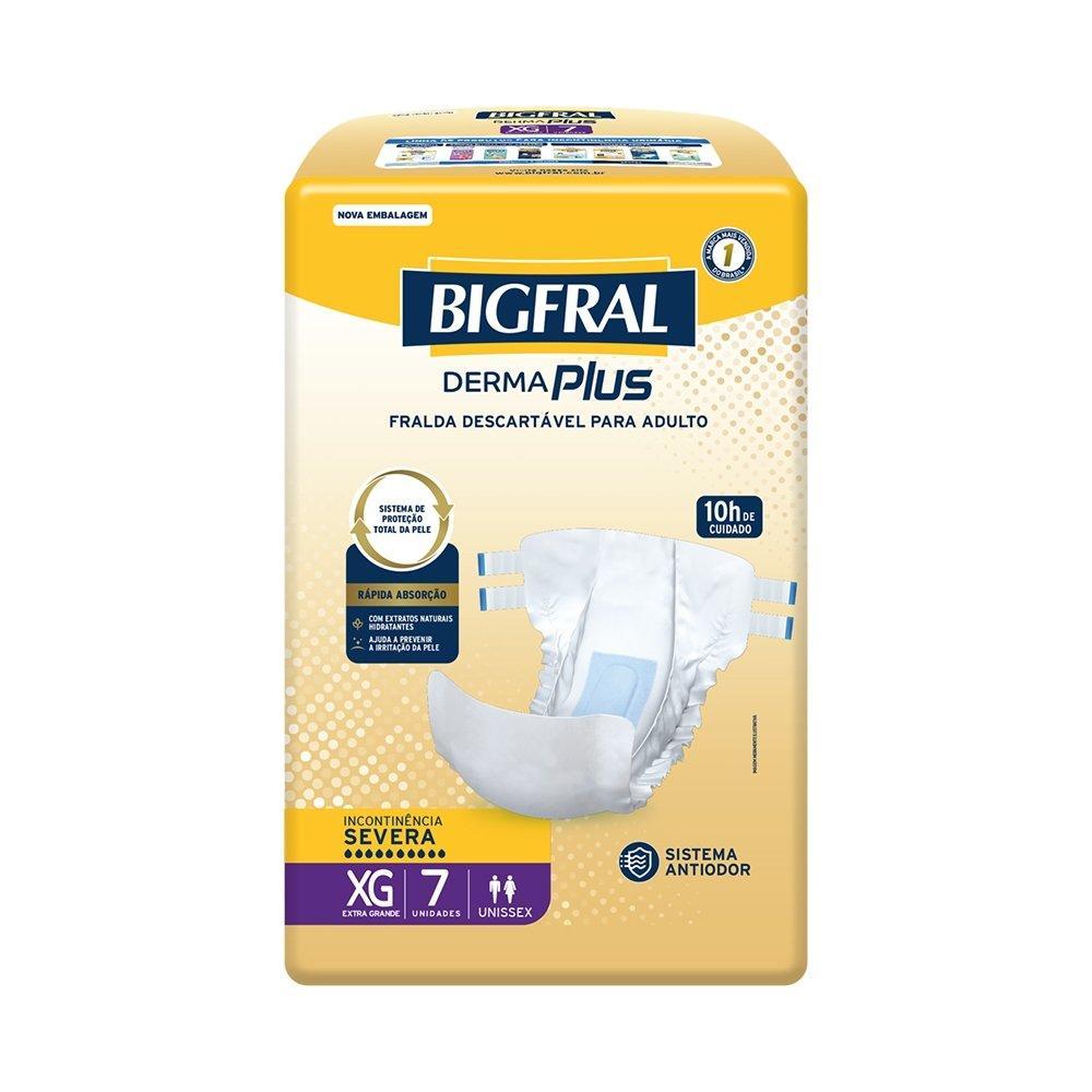 Fralda Geriátrica Bigfral Derma Plus Tamanho XG - 8 Pacotes com 7 Fraldas - Total 56 Tiras
