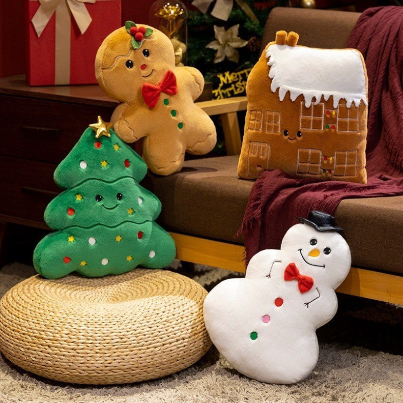 Travesseiro De Árvore De Natal Com Toque Super Macio Boneco De Neve Gingerbread Man Brinquedo De Pelúcia Boneca Véspera