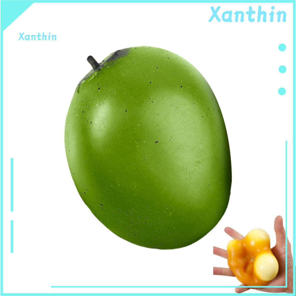 It changes color with just a pinch: green to orange simulating the ripening process of mango full visual interest